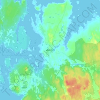 Mapa topográfico Maxmo, altitud, relieve