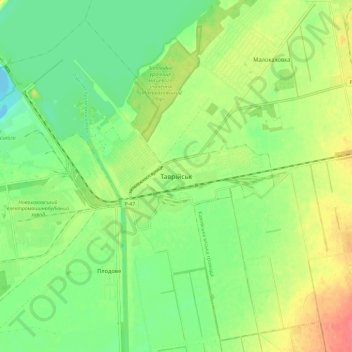 Mapa topográfico Tavriisk, altitud, relieve