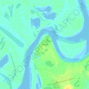 Mapa topográfico Noorvik, altitud, relieve