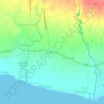 Mapa topográfico Caybunga, altitud, relieve