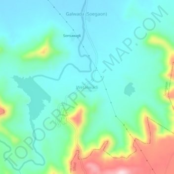 Mapa topográfico Wetalwadi, altitud, relieve