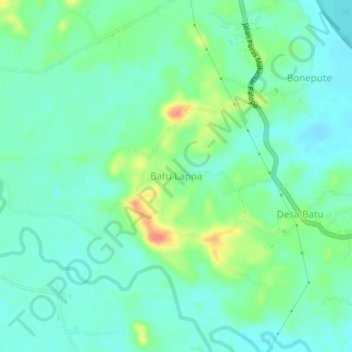 Mapa topográfico Batu Lappa, altitud, relieve