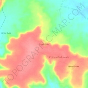Mapa topográfico Burshi Gutta, altitud, relieve