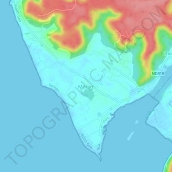 Mapa topográfico Morjim, altitud, relieve