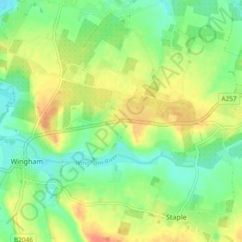 Mapa topográfico Shatterling, altitud, relieve