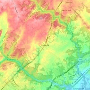 Mapa topográfico Kingsville, altitud, relieve