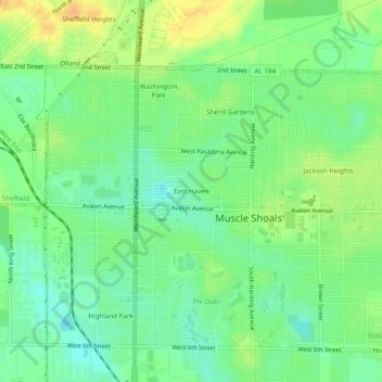 Mapa topográfico East Haven, altitud, relieve