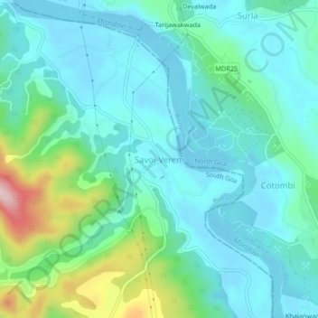 Mapa topográfico Savoi-Verem, altitud, relieve