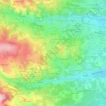 Mapa topográfico La Brosse, altitud, relieve