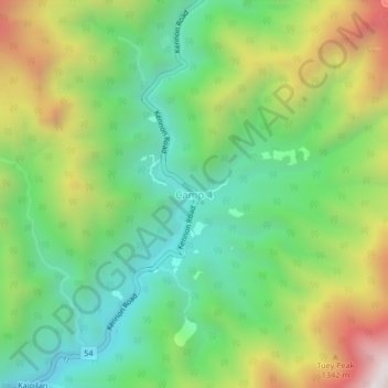 Mapa topográfico Camp 4, altitud, relieve