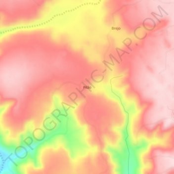 Mapa topográfico Pilão, altitud, relieve