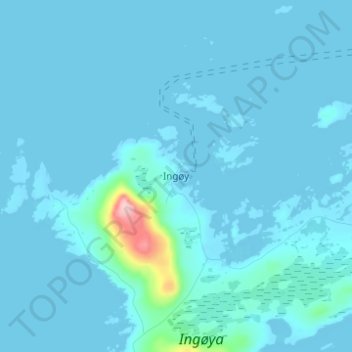 Mapa topográfico Ingøy, altitud, relieve