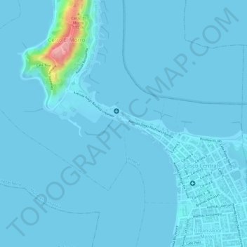 Mapa topográfico Playa Mansa, altitud, relieve