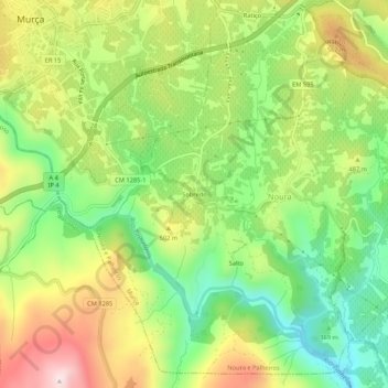 Mapa topográfico Sobredo, altitud, relieve