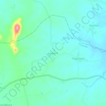 Mapa topográfico Junwani, altitud, relieve