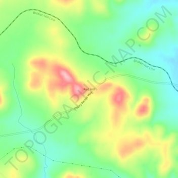 Mapa topográfico Red Hill, altitud, relieve