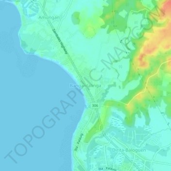 Mapa topográfico Bangantalinga, altitud, relieve