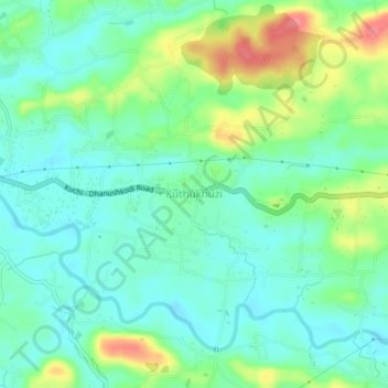 Mapa topográfico Kuthukhuzi, altitud, relieve