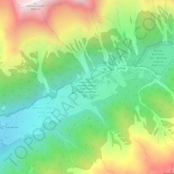 Mapa topográfico Turismuszone Antholz Obertal, altitud, relieve