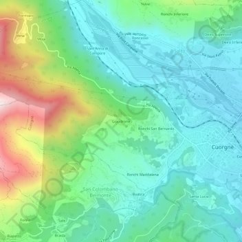 Mapa topográfico Giaudrone, altitud, relieve