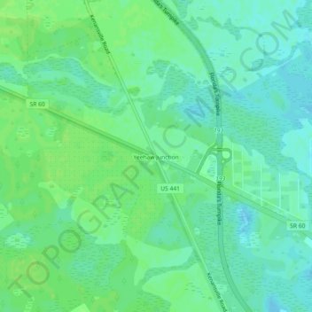 Mapa topográfico Yeehaw Junction, altitud, relieve