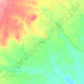 Mapa topográfico Kemu, altitud, relieve