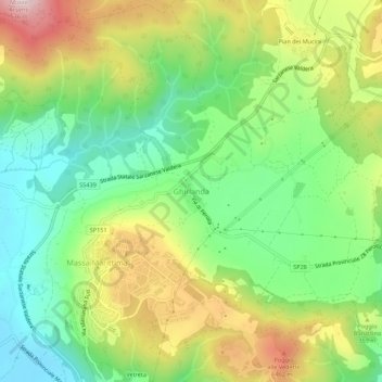 Mapa topográfico Ghirlanda, altitud, relieve