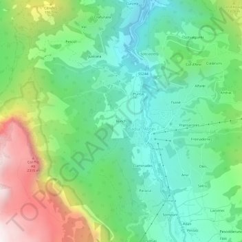 Mapa topográfico Runch, altitud, relieve