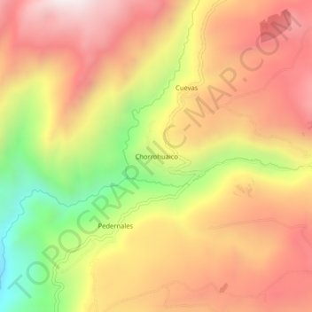 Mapa topográfico Chorrohuaico, altitud, relieve