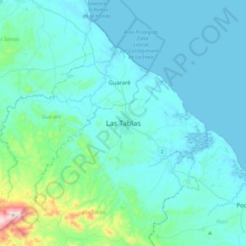 Mapa topográfico Las Tablas, altitud, relieve