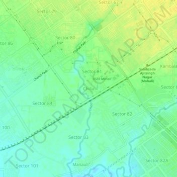 Mapa topográfico Chilla, altitud, relieve