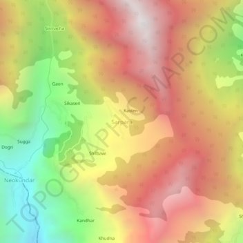 Mapa topográfico Sarpara, altitud, relieve