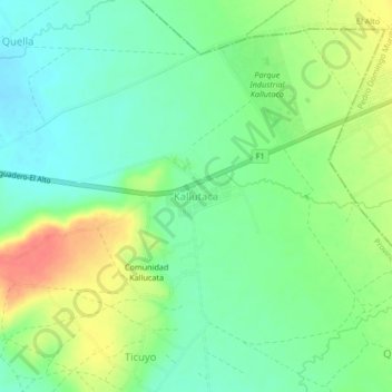 Mapa topográfico Kallutaca, altitud, relieve