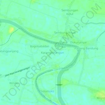Mapa topográfico Karangbinangun, altitud, relieve