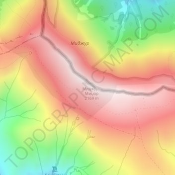 Mapa topográfico Stara planina, altitud, relieve