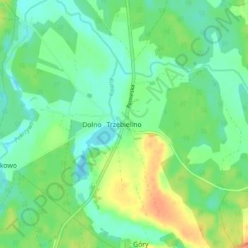 Mapa topográfico Trzebielino, altitud, relieve
