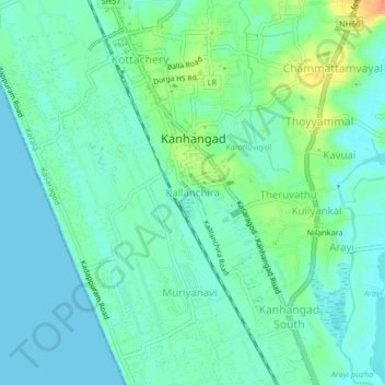 Mapa topográfico Kallanchira, altitud, relieve