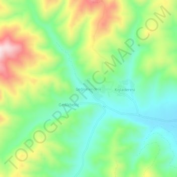 Mapa topográfico Değirmendere, altitud, relieve