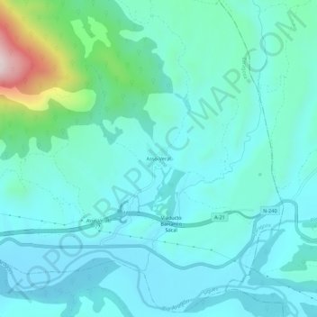 Mapa topográfico Asso-Veral, altitud, relieve