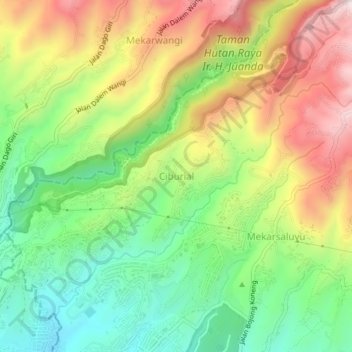 Mapa topográfico Ciburial, altitud, relieve