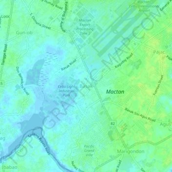 Mapa topográfico Basak, altitud, relieve