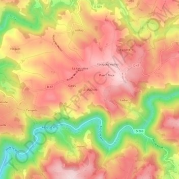 Mapa topográfico Le Mauron, altitud, relieve