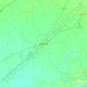 Mapa topográfico Sadiqabad, altitud, relieve