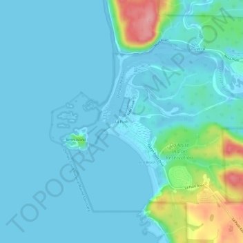 Mapa topográfico La Push, altitud, relieve