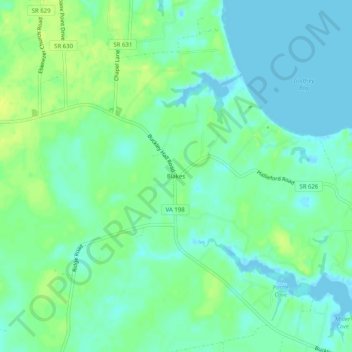 Mapa topográfico Blakes, altitud, relieve