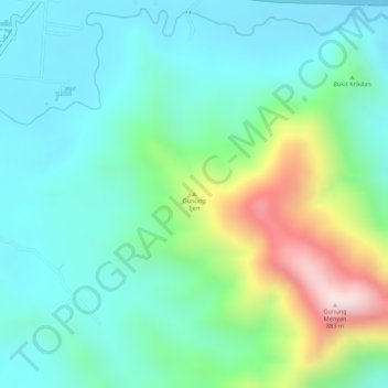 Mapa topográfico Gunung Ijen, altitud, relieve