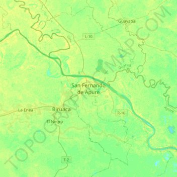 Mapa topográfico San Fernando de Apure, altitud, relieve