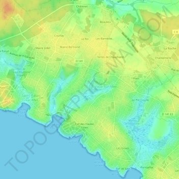 Mapa topográfico Les Mattes, altitud, relieve
