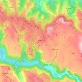 Mapa topográfico Saint-Julien de Rodelle, altitud, relieve
