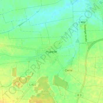 Mapa topográfico Hüpede, altitud, relieve
